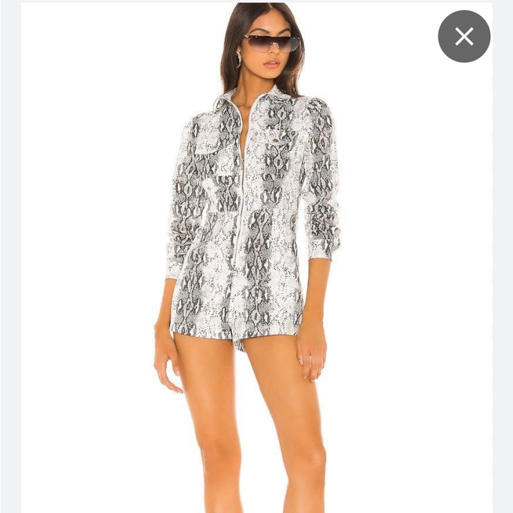 Revolve// Superdown Amanda Zip Up Snakeskin Romper XS